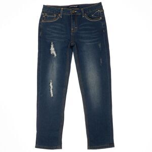 Vigoss Straight Leg Jeans Girls Size 14 Distressed Blue Stretch Measures 28 x 25